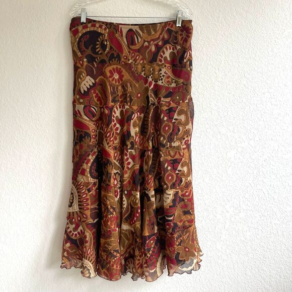 Ruby‎ Rd. Womens Skirt Brown 16 Tiered Floral  Bohemian Hippie VTG Y2k - Picture 2 of 8